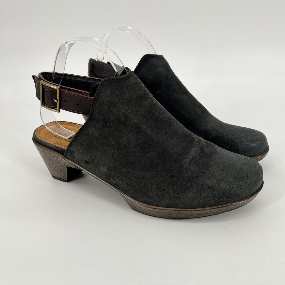 Naot Upgrade Clog Women EU 41 US 10-10.5 Midnight Gray Suede Leather Slingback